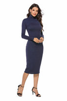 Ribbed Turtleneck Long Sleeve Dress - Guy Christopher