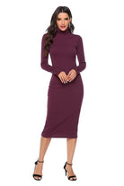 Ribbed Turtleneck Long Sleeve Dress - Guy Christopher