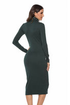 Ribbed Turtleneck Long Sleeve Dress - Guy Christopher