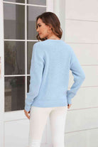 Ribbed V-Neck Dropped Shoulder Knit Top - Guy Christopher