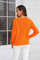 Ribbed V-Neck Dropped Shoulder Knit Top - Guy Christopher