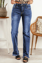 Ripped Frayed Hem Jeans - Guy Christopher