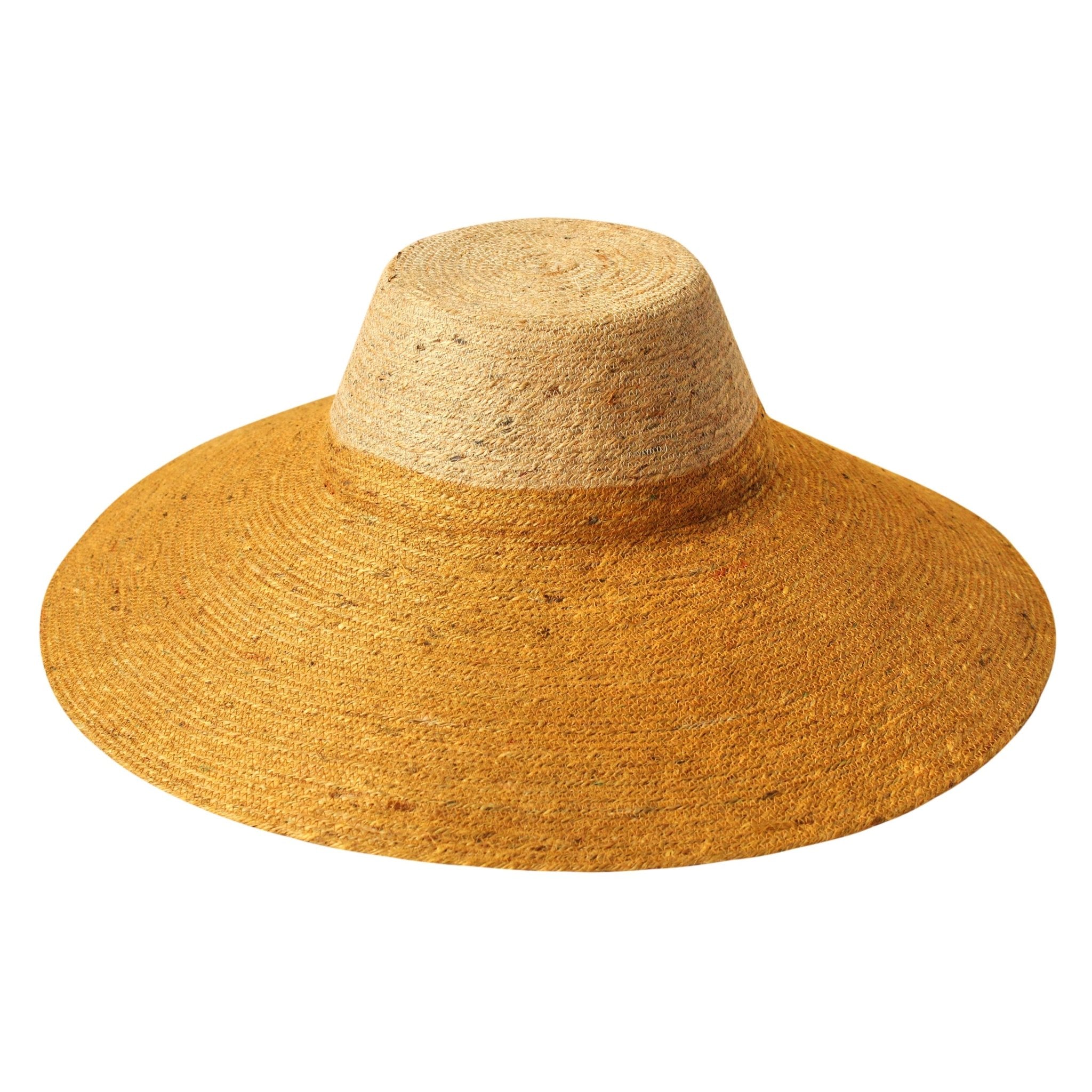 RIRI DUO Jute Straw Hat In Nude & Golden Yellow - Guy Christopher