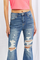 RISEN Full Size Hazel High Rise Distressed Flare Jeans - Guy Christopher