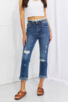 RISEN Full Size Undone Chic Straight Leg Jeans - Guy Christopher