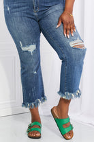 RISEN Full Size Undone Chic Straight Leg Jeans - Guy Christopher