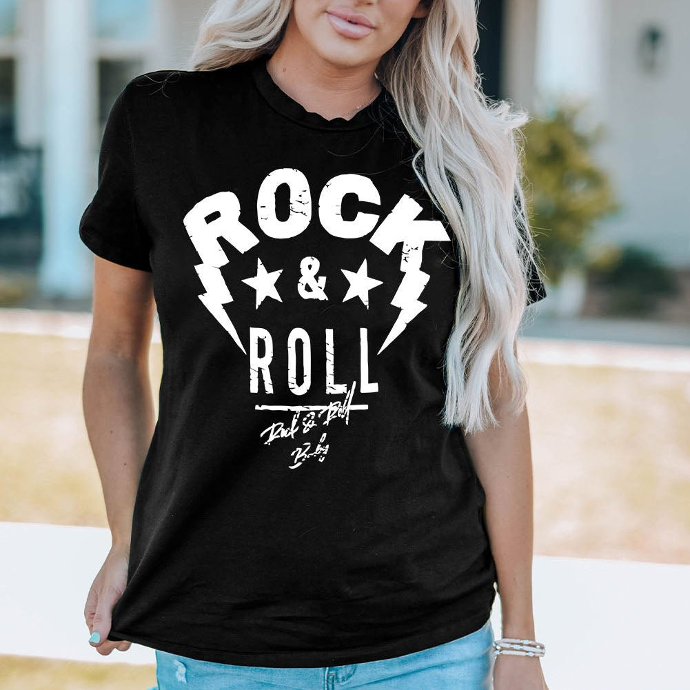 ROCK & ROLL Graphic Round Neck Short Sleeve Tee - Guy Christopher