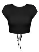 Round Neck Backless Short Sleeve Tee - Guy Christopher