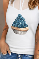 Round Neck Blueberry Graphic Tank Top - Guy Christopher