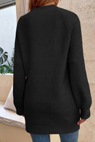 Round Neck Button Detail Ribbed Sweater - Guy Christopher