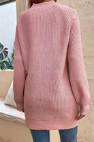 Round Neck Button Detail Ribbed Sweater - Guy Christopher