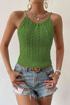 Round Neck Cable-Knit Sleeveless Knit Top - Guy Christopher