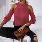 Round Neck Cold-Shoulder Sweater - Guy Christopher