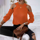 Round Neck Cold-Shoulder Sweater - Guy Christopher