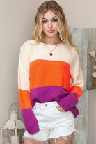 Round Neck Color Block Sweater - Guy Christopher