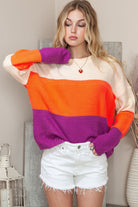 Round Neck Color Block Sweater - Guy Christopher