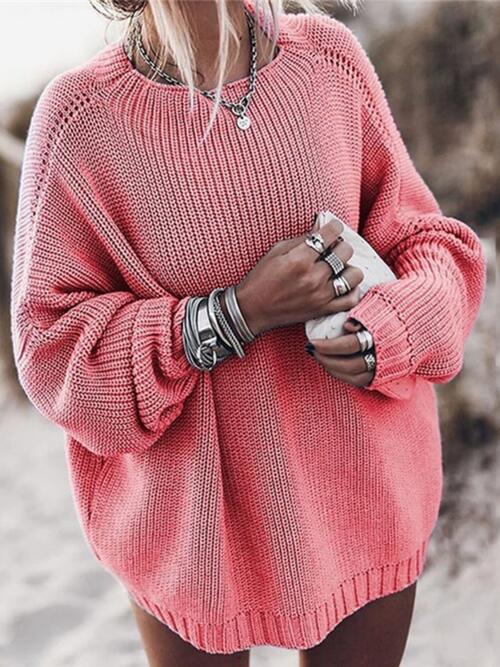 Round Neck Drop Shoulder Sweater - Guy Christopher