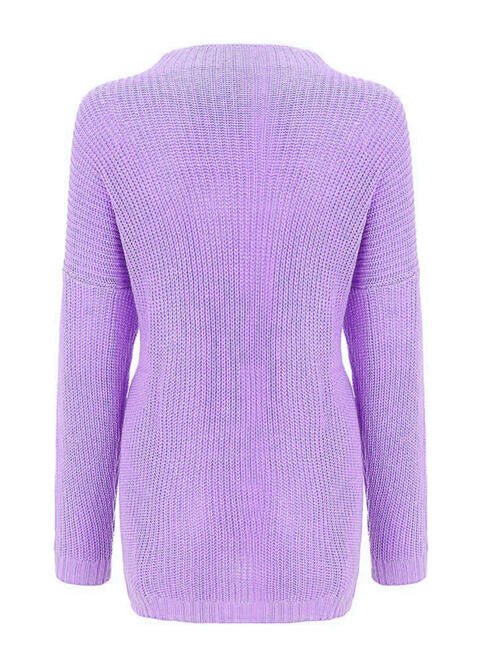 Round Neck Drop Shoulder Sweater - Guy Christopher