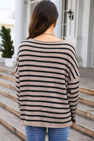 Round Neck Dropped Shoulder Knit Top - Guy Christopher