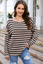 Round Neck Dropped Shoulder Knit Top - Guy Christopher