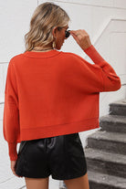 Round Neck Dropped Shoulder Pullover Sweater - Guy Christopher