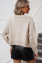 Round Neck Dropped Shoulder Pullover Sweater - Guy Christopher