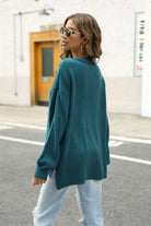 Round Neck Dropped Shoulder Slit Sweater - Guy Christopher