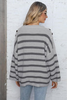 Round Neck Dropped Shoulder Striped Sweater - Guy Christopher