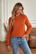 Round Neck Dropped Shoulder Sweater - Guy Christopher