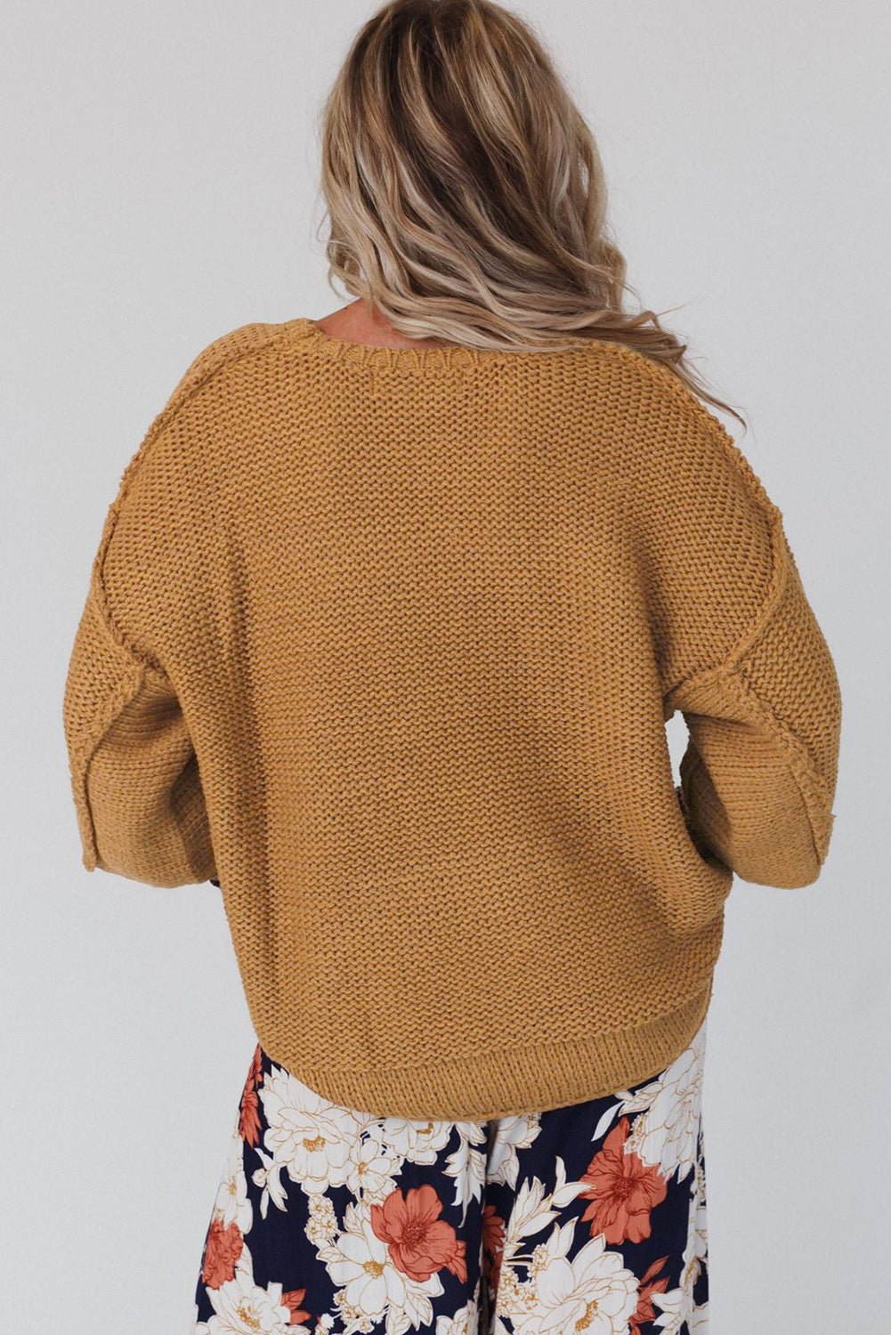 Round Neck Dropped Shoulder Sweater - Guy Christopher