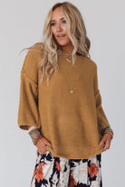 Round Neck Dropped Shoulder Sweater - Guy Christopher