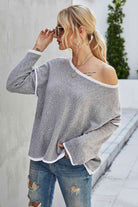 Round Neck Dropped Shoulder Sweater - Guy Christopher