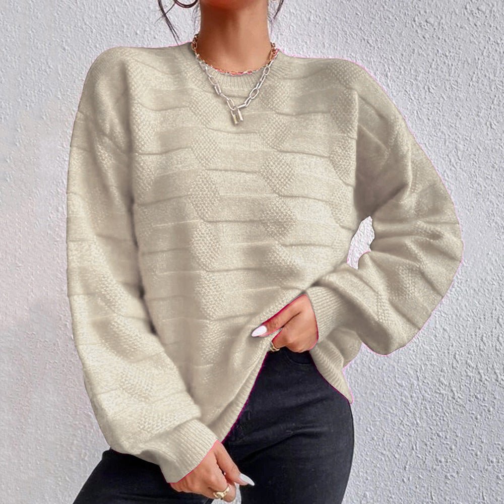 Round Neck Dropped Shoulder Sweater - Guy Christopher