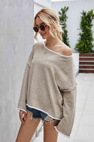 Round Neck Dropped Shoulder Sweater - Guy Christopher