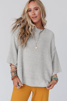 Round Neck Dropped Shoulder Sweater - Guy Christopher