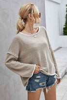 Round Neck Dropped Shoulder Sweater - Guy Christopher