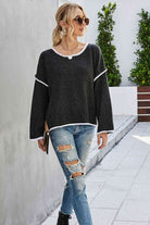 Round Neck Dropped Shoulder Sweater - Guy Christopher