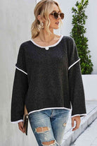 Round Neck Dropped Shoulder Sweater - Guy Christopher