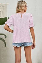 Round Neck Flounce Sleeve Blouse - Guy Christopher