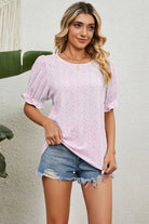 Round Neck Flounce Sleeve Blouse - Guy Christopher