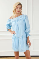 Round Neck Flounce Sleeves Dress - Guy Christopher