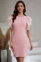 Round Neck Flutter Sleeve Dress - Guy Christopher