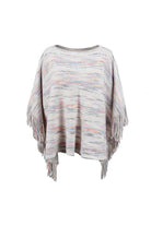 Round Neck Fringe Detail Sleeve Poncho - Guy Christopher