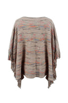 Round Neck Fringe Detail Sleeve Poncho - Guy Christopher