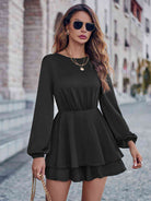 Round Neck Layered Mini Dress - Guy Christopher