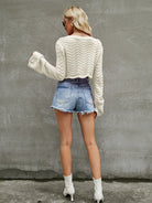 Round Neck Long Sleeve Cropped Sweater - Guy Christopher
