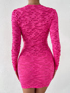 Round Neck Long Sleeve Cutout Bodycon Dress - Guy Christopher