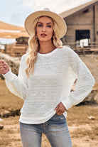 Round Neck Long Sleeve Knit Top - Guy Christopher