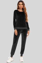 Round Neck Long Sleeve Loungewear Set with Pockets - Guy Christopher