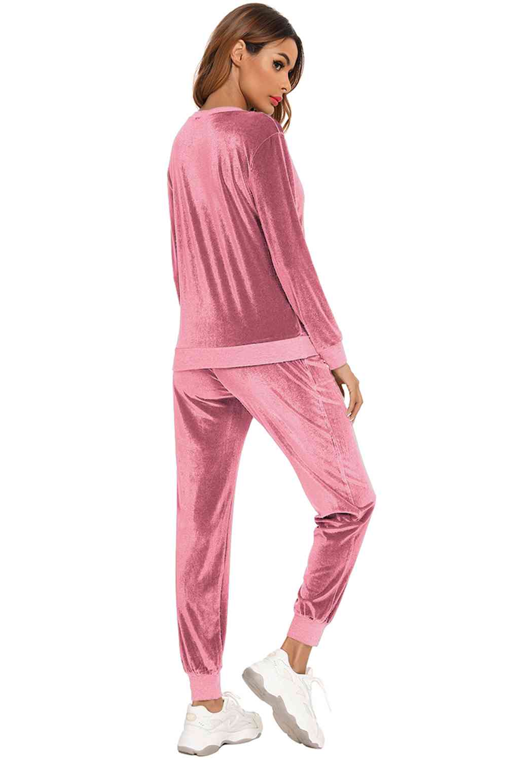 Round Neck Long Sleeve Loungewear Set with Pockets - Guy Christopher